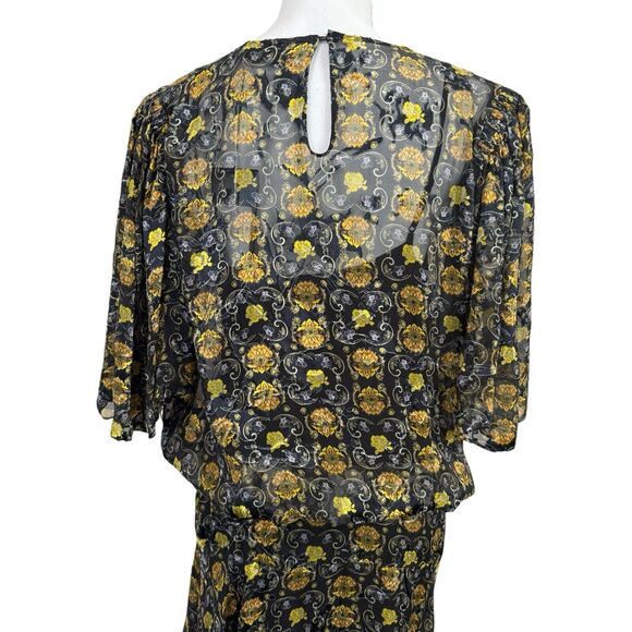 Preen by Thornton Bregazzi Lydia Black/Yellow Floral Print Dress Size S - Picture 12 of 13